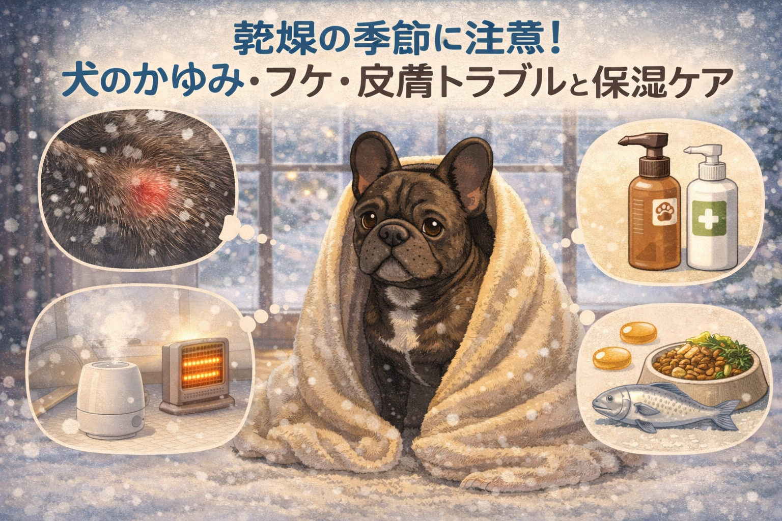 乾燥の季節に注意！犬のかゆみ・フケ・皮膚トラブルと保湿ケア